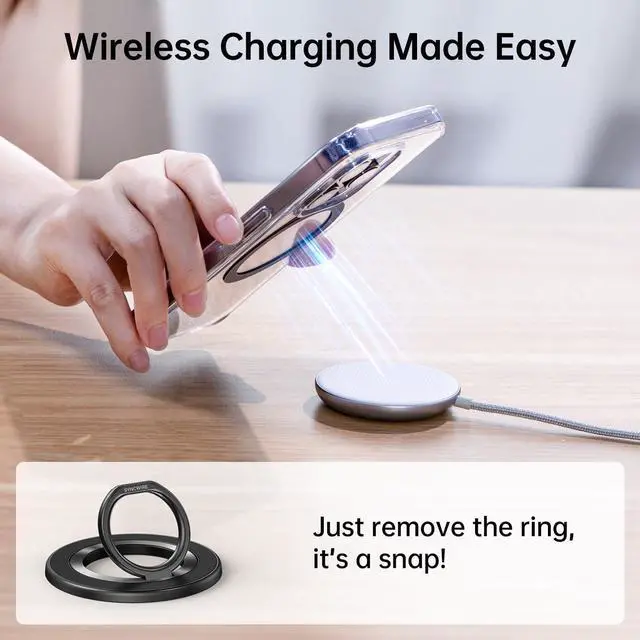 Alt view image 14 of 14 - Magnetic Phone Ring Holder for MagSafe, 360° Rotation Cell Phone Grip Stand Finger Ring Kickstand Two-Sided Magnet Compatible with iPhone 17 Pro Max 16 15 14 13 12 MagSafe Accessories