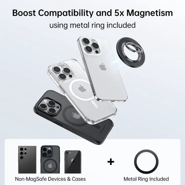 Alt view image 13 of 14 - Magnetic Phone Ring Holder for MagSafe, 360° Rotation Cell Phone Grip Stand Finger Ring Kickstand Two-Sided Magnet Compatible with iPhone 17 Pro Max 16 15 14 13 12 MagSafe Accessories