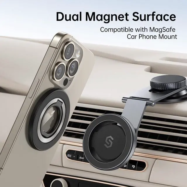 Alt view image 10 of 14 - Magnetic Phone Ring Holder for MagSafe, 360° Rotation Cell Phone Grip Stand Finger Ring Kickstand Two-Sided Magnet Compatible with iPhone 17 Pro Max 16 15 14 13 12 MagSafe Accessories