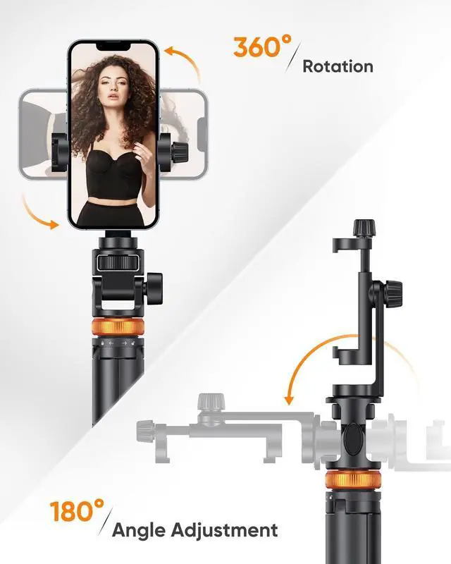 Alt view image 12 of 12 - 62" Phone Tripod, Tripod for iPhone & Selfie Stick with Remote, Extendable Cell Phone Stand & Ultimate Phone Holder, Solidest Phone Stand Compatible with iPhone/Android