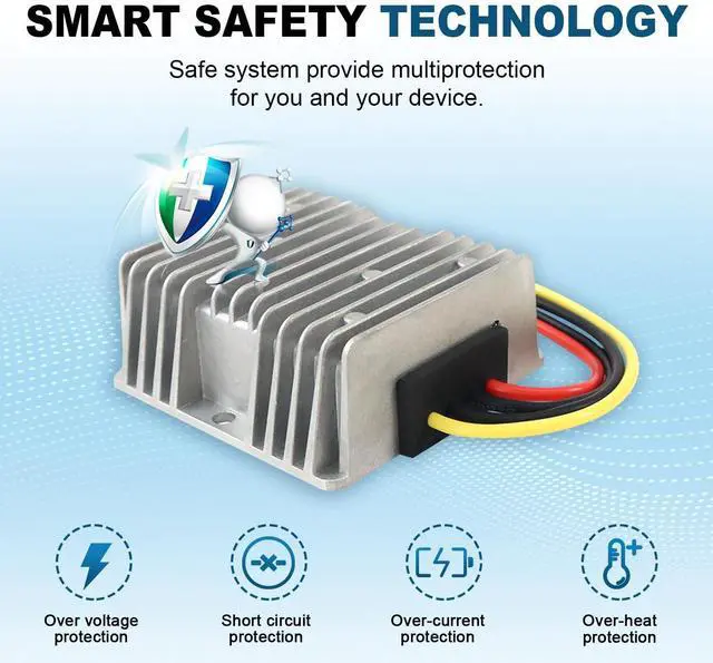 Alt view image 10 of 12 - 36V 48V to 12V Step Down Converter, 10A 120W Golf Cart, 36V 48V to 12V Buck Converter, DC DC Converter,Step Down Voltage Regulator Reducer