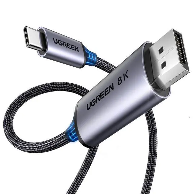 Alt view image 8 of 14 - Bidirectional USB C to DisplayPort 1.4 Cable 8K@60Hz 4K@240Hz DisplayPort to USB C Thunderbolt 4 Cord Alu Braided Compatible iPhone 17 Pro Max, Galaxy S26 MacBook Pro/Air, iPad, XPS 17, 6.6FT