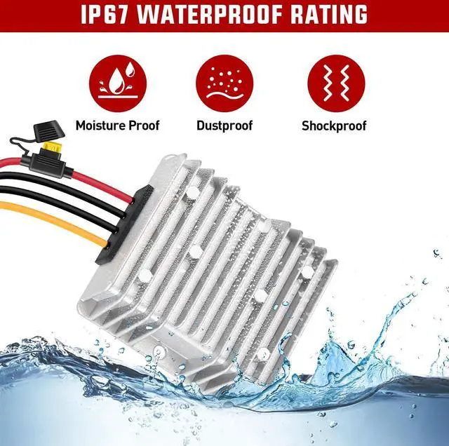 Alt view image 11 of 14 - 48V to 12V Voltage Converter 240W 20A Regulator Step Down to 12VDC Waterproof DC Convert Reducer Power Supply Transformer Module for Golf Cart Scooters Trucks