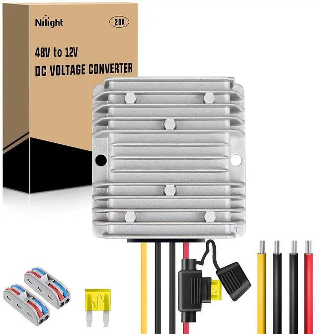 Alt view image 8 of 14 - 48V to 12V Voltage Converter 240W 20A Regulator Step Down to 12VDC Waterproof DC Convert Reducer Power Supply Transformer Module for Golf Cart Scooters Trucks