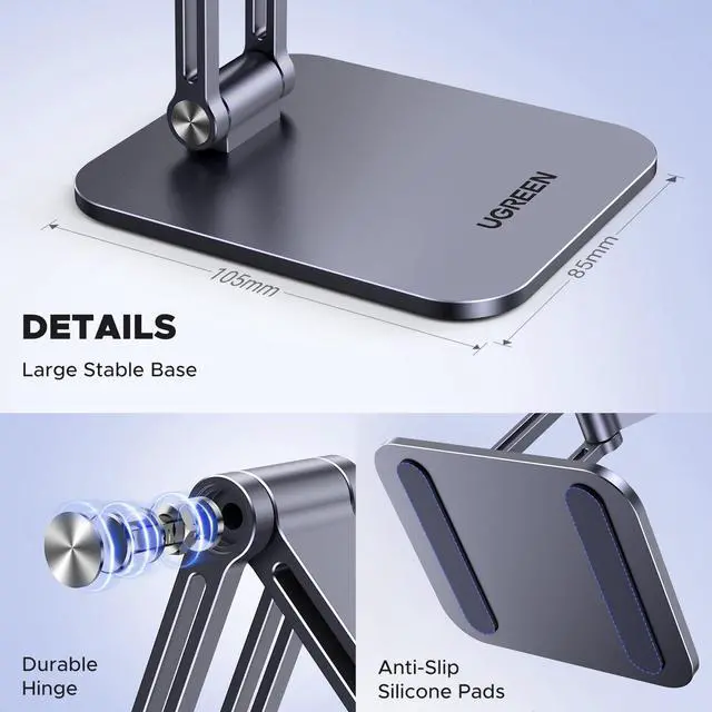 Alt view image 11 of 14 - Magnetic Phone Stand Compatible with MagSafe Holder for Desk Ergonomic Design Adjustable, Aluminum Cell Phone Stand Compatible for iPhone 17 Air 16 15 14 13 12 Pro Max and MagSafe Case, Grey