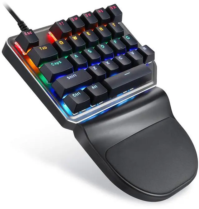 Alt view image 8 of 14 - K27 One-Handed Mechanical Mini Gaming Keypad 27 Keys, 9 LED Backlit USB Wired Mechanical Gaming Keyboard for Pro Keyboard Computer/PC/Desktop/Laptop/Mac