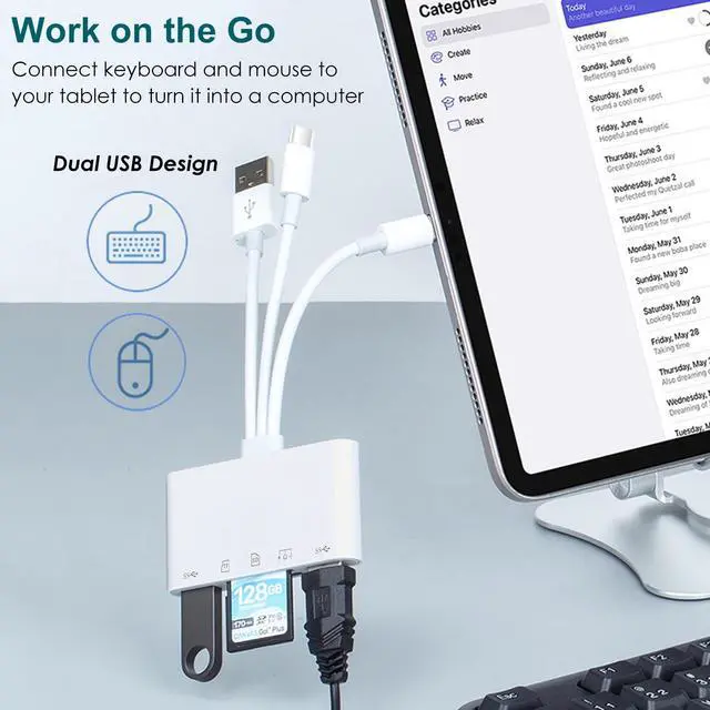 Alt view image 13 of 14 - SD/MicroSD Card Reader for iPhone/iPad, 7-in-1 USB-A & USB C & Lighting to Memory Card Reader, USB Camera Adapter with PD Fast Charging Compatible with iPhone 7-17 Series, iPad Pro, Galaxy S25 & More