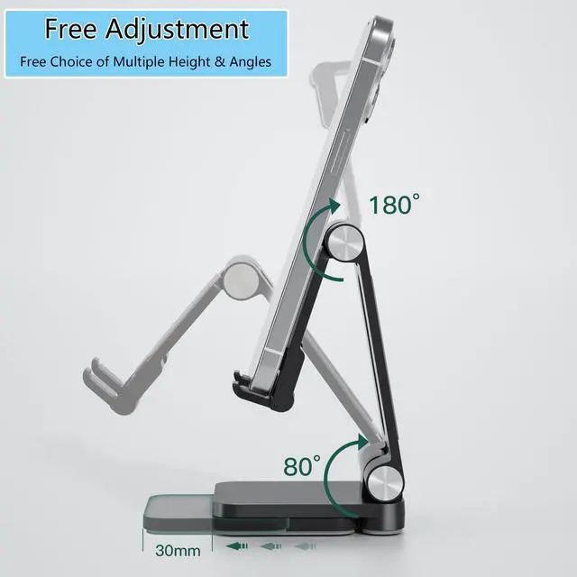 Alt view image 11 of 14 - Folding Cell Phone Stand,Laptop Stand, Adjustable Height and Angle Foldable Cell Phone Stand Holder for Desk, Taller iPhone Stand Compatible with 4-11" Smartphones iPad Tablet Laptop (Black)