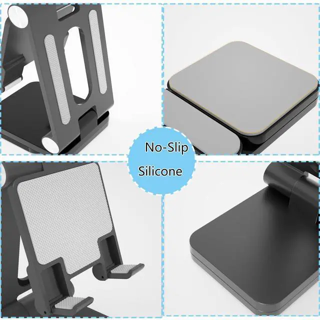 Alt view image 12 of 14 - Folding Cell Phone Stand,Laptop Stand, Adjustable Height and Angle Foldable Cell Phone Stand Holder for Desk, Taller iPhone Stand Compatible with 4-11" Smartphones iPad Tablet Laptop (Black)
