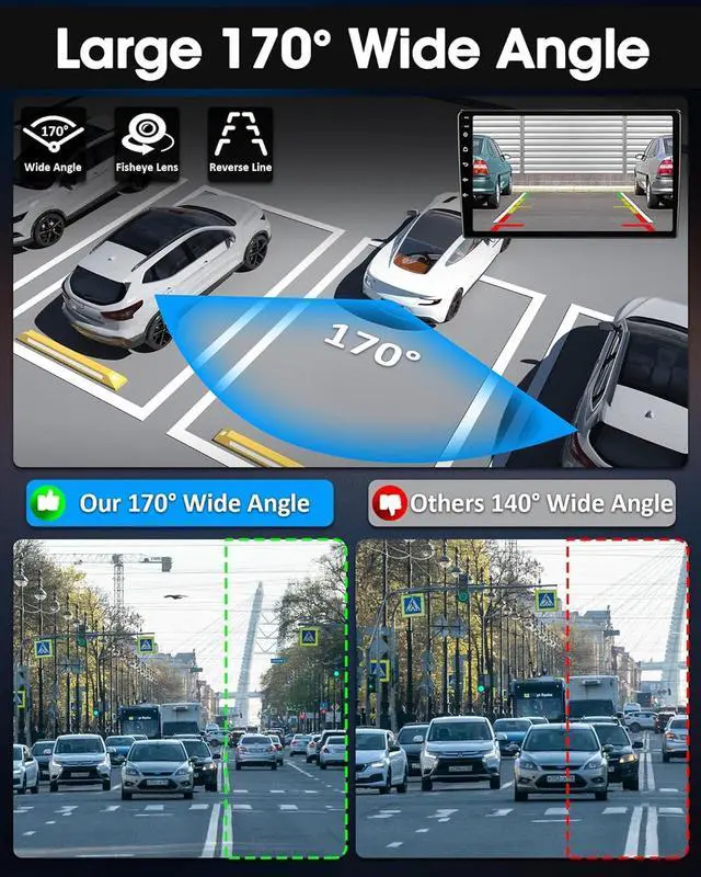 Alt view image 11 of 14 - 360°Rotatable AHD 1080P Backup Camera for Car Super Night Vision 170° Wide Angle Reverse Camera IP69 Waterproof Back Up Camera for Cars Front Rear View Camera w Parking Assist