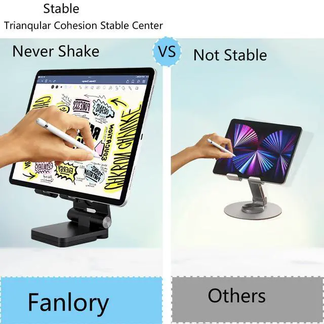 Alt view image 13 of 14 - Folding Cell Phone Stand,Laptop Stand, Adjustable Height and Angle Foldable Cell Phone Stand Holder for Desk, Taller iPhone Stand Compatible with 4-11" Smartphones iPad Tablet Laptop (Black)
