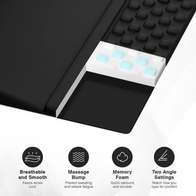 Alt view image 10 of 12 - Ergonomic Mouse Pad and Keyboard Stand Wrist Rest Set, Memory Foam Comfort, Pain Relief for Typing, Office Desk Accessories, Black