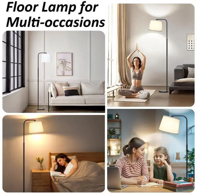 Alt view image 13 of 14 - Floor Lamp for Living Room with 3 Color Temperatures, Foot Switch Standing Lamps for Living Room, Bedroom, Office, Arc Mordern Floor Lamp with 9W LED Bulb Included