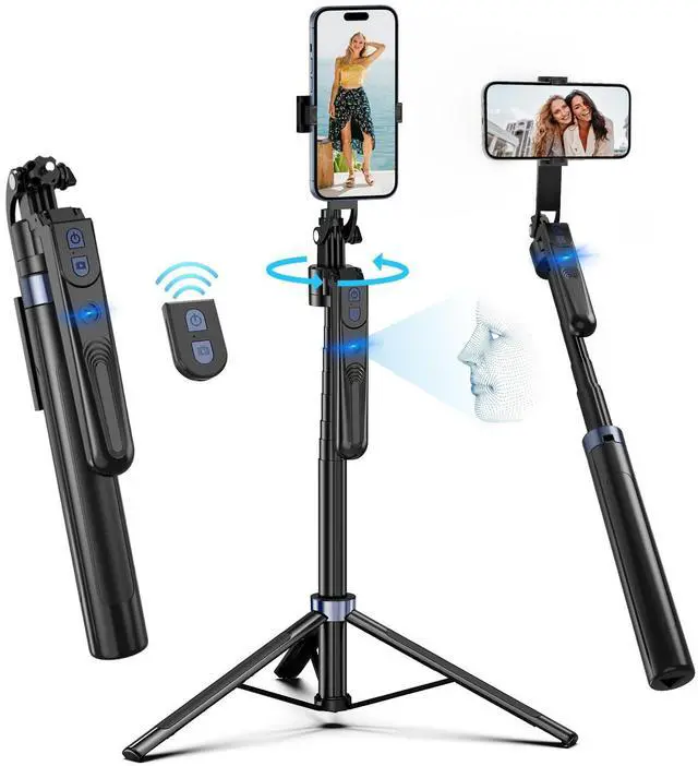 Alt view image 7 of 12 - Auto Face Tracking Tripod 360 Rotation with Stand,Android and iPhone Tripod Holder with Remote and Gesture Control, No App,Built-in Tracking Camera Selfie Stick for Vlog Video Recording Tiktok