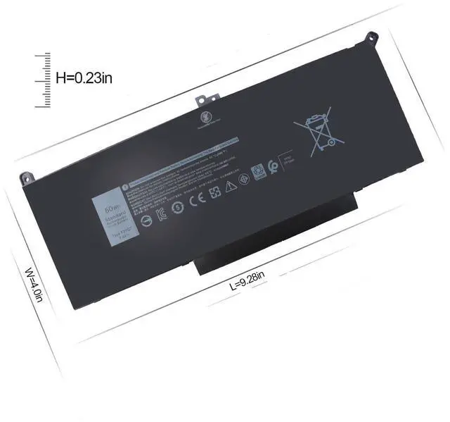 Alt view image 12 of 12 - 7480 7490 F3YGT Laptop Battery Replacement for Dell Latitude 7280 7390 7380 7290 7480 7490 P29S002 P73G002 Series DM3WC DM6WC KG7VF P73G 451-BBYE 453-BBCF 2X39G 60WH 7.6V.