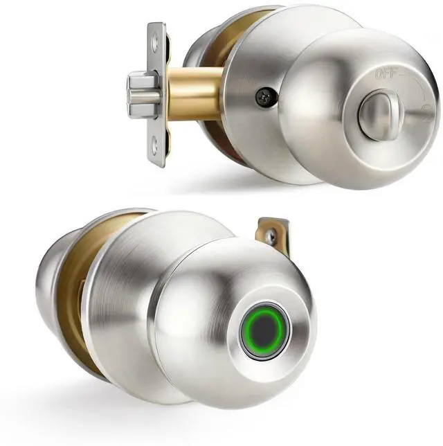 Alt view image 8 of 14 - Fingerprint Door Knob, Biometric Door Lock with Auto Lock, Passage Mode, Rechargeable Battery, Thumbprint Entry Door Knob for Bedroom, Office, Apartment & Front Door