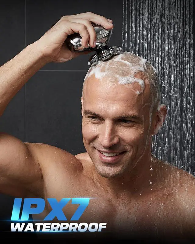 Alt view image 14 of 14 - Head Shaver for Bald Men, 7D Floating Head Electric Razor, IPX7 Waterproof Wet & Dry Bald Head Shaver with Magnetic Detachable Blade, Type-C Fast Charging LED Display, Grooming Gift for Men