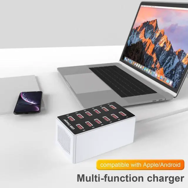 Alt view image 14 of 14 - Cell Phone Wall Charger USB Charging Station for Multi 12 Ports Power Strip Charging Hub Smart Plug Charge Block Desk Device Dock for iPhone 15/14/13/iPad iPod Galaxy Watches Android Phones