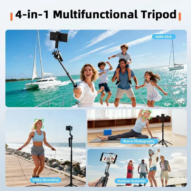 Alt view image 12 of 14 - Auto Face Tracking Selfie Stick Tripod for iPhone with Light 360 Rotation That Follows Your Movement 70.9" Camera Tripod Stand with Remote for Content Creator Vlog Live Stream Video Recording