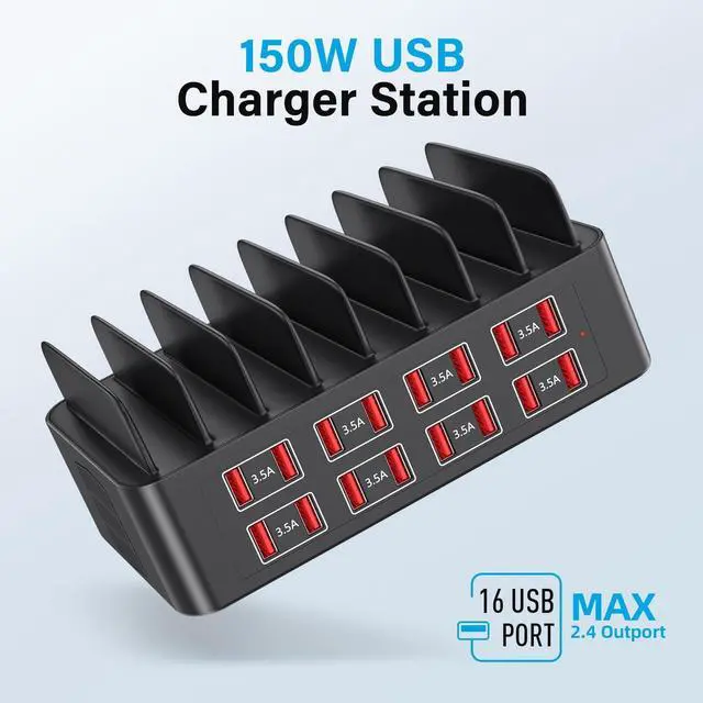 Alt view image 8 of 12 - Charging Station for Multiple Devices, 150W USB Charger Station with16 Fast Charging Ports, Ipad Charging Station for Apple Devices Fire Tablets iPhone Samsung Android