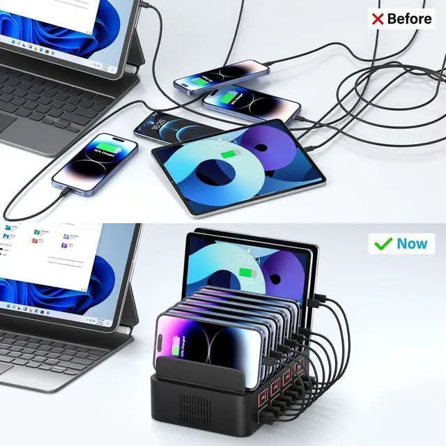 Alt view image 10 of 12 - Charging Station for Multiple Devices, 150W USB Charger Station with16 Fast Charging Ports, Ipad Charging Station for Apple Devices Fire Tablets iPhone Samsung Android