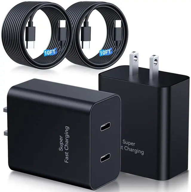 Alt view image 8 of 14 - 45W Samsung Super Fast Charger,2Pack Dual Port Samsung Charger Fast Charging,Quick Double Type C Android Phone Charger Block 10FT Long USB C Cable for Samsung Galaxy S26 Ultra/S26+/S25/S24/S23/S22/S21