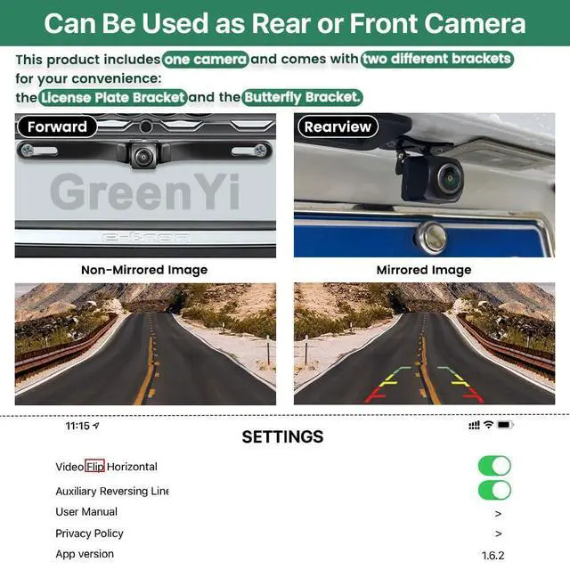 Alt view image 10 of 14 - WiFi Car Backup Camera, 5G 720P HD Car License Plate Rear/Front View Reverse Camera for iPhone iPad Android Smart Phones Tablets Which Support Double Band WiFi