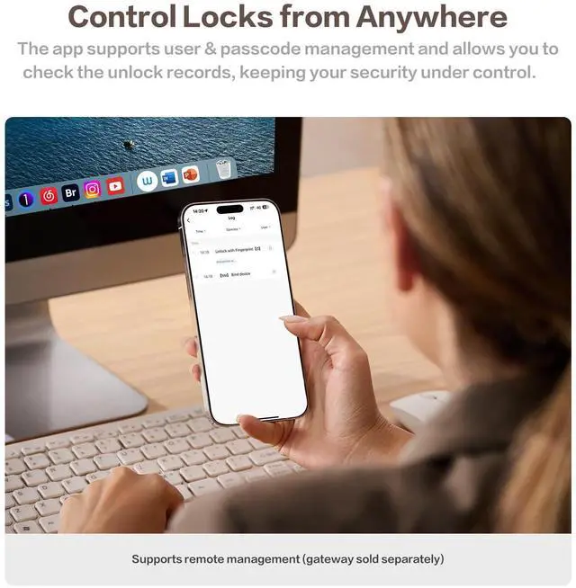 Alt view image 12 of 14 - 4-in-1 Smart Door Lock with APP Control, Fingerprint Door Locks with Keypad Deadbolt, Keyless Entry Door Lock with Auto-Locking, 16-Month Battery Life Deadbolt Lock, Easy Installation