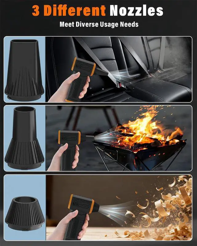 Alt view image 14 of 14 - Compressed Air Duster, 130K RPM Powerful Cordless Electric Mini Blower with Display, 10-Gear Adjustable Jet Fan with Fast Charging, Rechargeable Dust Blower for Home, Outdoor and Car (Black, Blow)