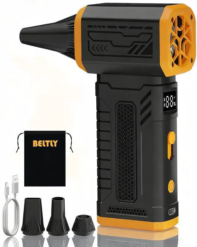 Alt view image 8 of 14 - Compressed Air Duster, 130K RPM Powerful Cordless Electric Mini Blower with Display, 10-Gear Adjustable Jet Fan with Fast Charging, Rechargeable Dust Blower for Home, Outdoor and Car (Black, Blow)