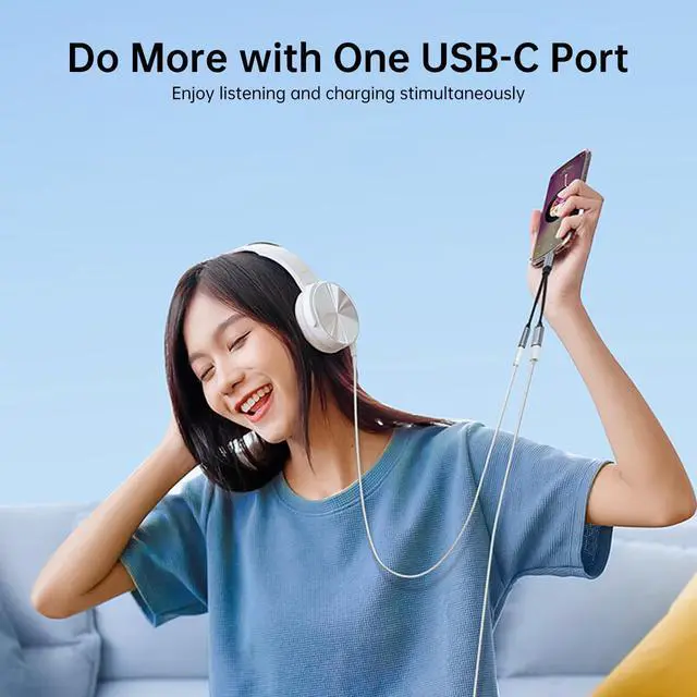 Alt view image 10 of 14 - USB C to 3.5mm Headphone and Charger Adapter, 2-in-1 USB C to Aux Audio Jack and Fast Charging Dongle Cable Cord Compatible with iPhone 16/15 Pro Max, Galaxy S25 S24 Ultra