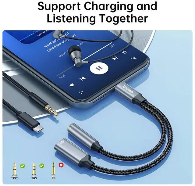Alt view image 9 of 14 - USB C to 3.5mm Headphone and Charger Adapter, 2-in-1 USB C to Aux Audio Jack and Fast Charging Dongle Cable Cord Compatible with iPhone 16/15 Pro Max, Galaxy S25 S24 Ultra
