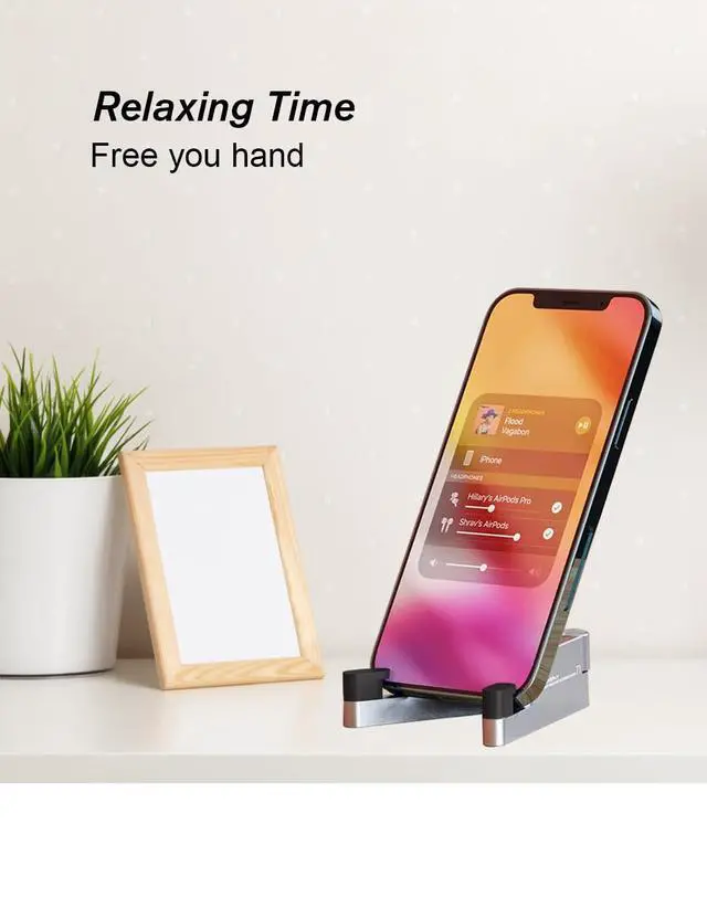 Alt view image 10 of 12 - Cell Phone Stand, Phone Stand for Desk, Foldable & Portable iPhone Stand, Cell Phone Holder Desk Compatible with All Mobile Phone, iPhone, iPad mini, Tablet 4-10.5" (Silver)
