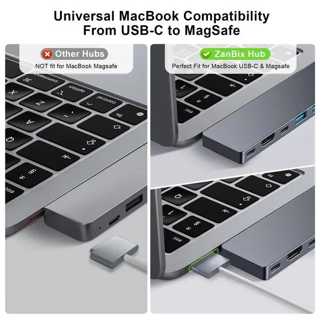 Alt view image 11 of 14 - USB C Hub,8 in 2 USB Adapter for MacBook Pro AirThunderbolt 4 Dock 100W PD, 40Gbps, 4K HDMI, USB C 3.0, 3 USB A 3.0, SD/TF Card Reader, Compatible with MacBook Pro Air M1/M2/M3/M4