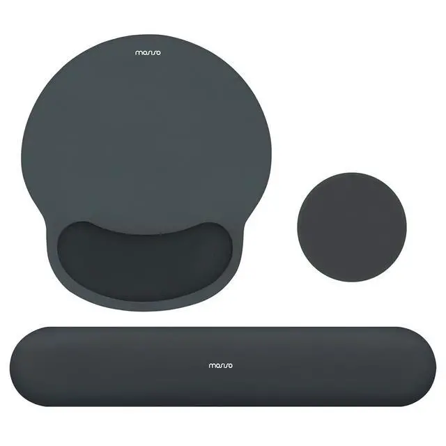 Alt view image 8 of 14 - Wrist Rest Support for Mouse Pad&Keyboard Set, Circle Curved Ergonomic Mousepad&Coaster Non-Slip Base Home/Office Pain Relief&Easy Typing Pad with Soft Cloth&Silicone Lining, Slate Gray