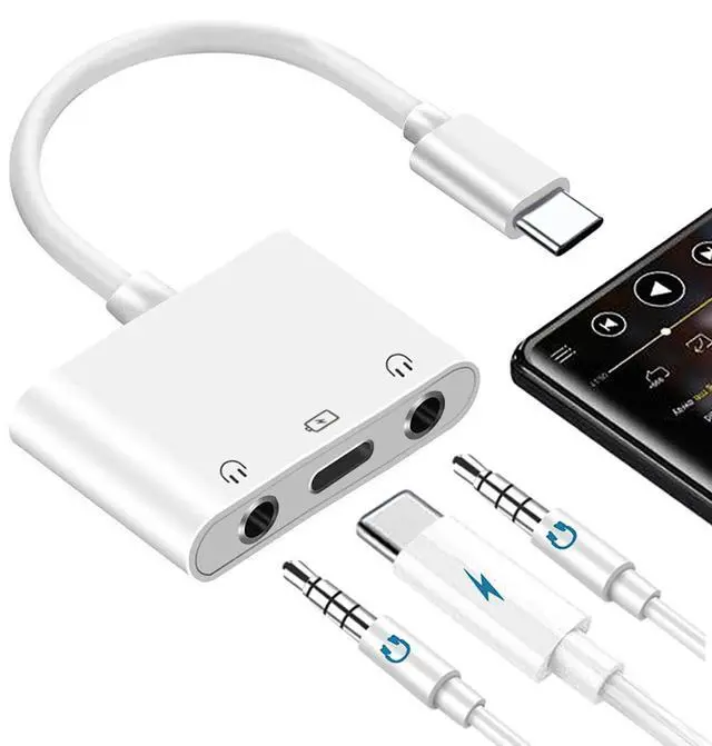 Alt view image 8 of 14 - USB C to 3.5mm Audio Adapter, 3-in-1 Aux to USB C Headphone Splitter, 3.5mm to USB C iPhone headphone adapter with PD Fast Charging Compatible with iPhone 15/16/17, iPad Pro, Galaxy S25/S24, and More
