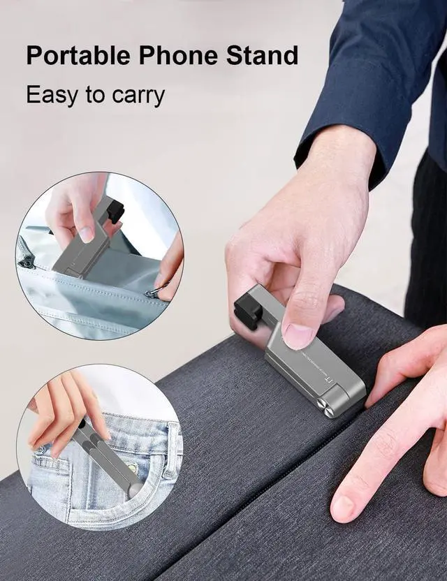 Alt view image 11 of 12 - Cell Phone Stand, Phone Stand for Desk, Foldable & Portable iPhone Stand, Cell Phone Holder Desk Compatible with All Mobile Phone, iPhone, iPad mini, Tablet 4-10.5" (Silver)