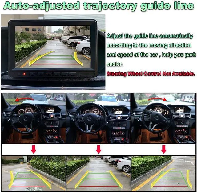 Alt view image 9 of 14 - Car Backup Camera with Dynamic Trajectory Guide Line, AHD1080P Reverse Rear View Cam, Adjustable Fisheye Lens, Waterproof Night Vision 170 Degree Wide View