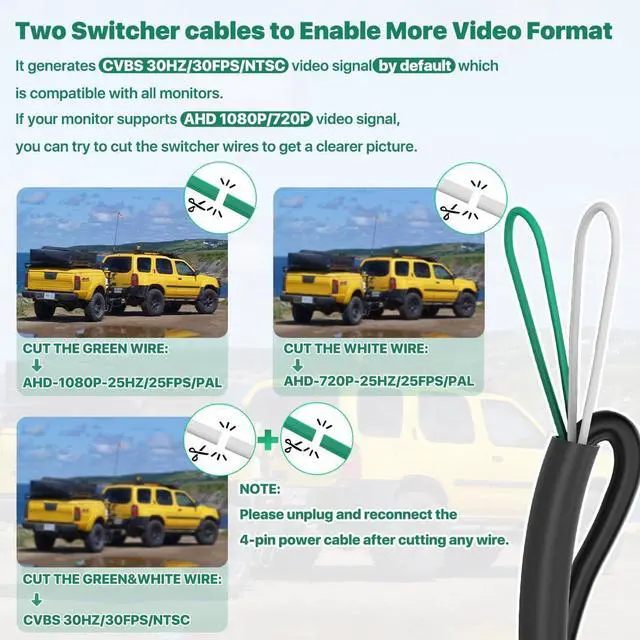Alt view image 13 of 14 - Car Backup Camera with Dynamic Trajectory Guide Line, AHD1080P Reverse Rear View Cam, Adjustable Fisheye Lens, Waterproof Night Vision 170 Degree Wide View
