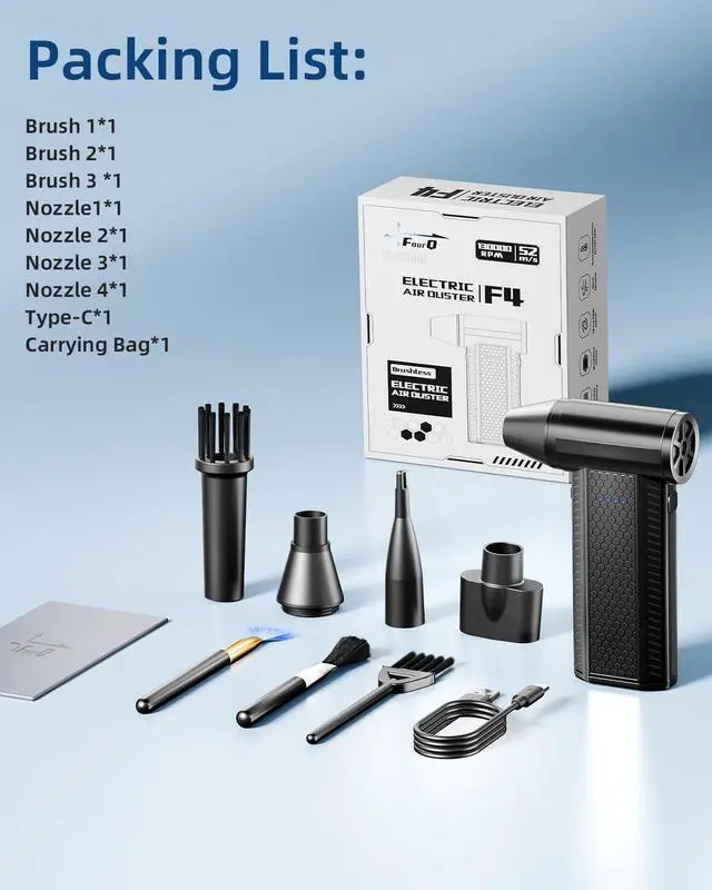 Alt view image 11 of 12 - Compressed Air Duster kit-Blower-pc Duster Electric-130000RPM- Replace Compressed air can-Keyboard Clean-car Mini Snow Blowers-Car Dryer air Blower-Jet Fan-No air Canned dusters for Cleaning