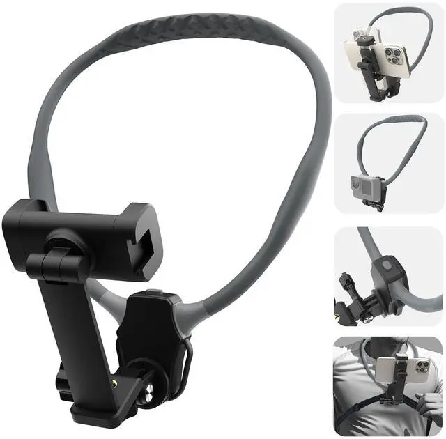 Alt view image 8 of 14 - Neck Phone Holder for Recording, Hands-Free POV/Vlog Neck Mount with Phone Clip & Chest Strap for Cooking/Fishing/Video Filming, Content Creator Phone Holder for iPhone Android Insta360