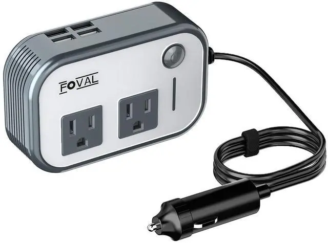 Alt view image 8 of 14 - 200W Car Power Inverter, 12V DC to 110V AC Car Inverte with 4 USB Ports Car Outlet Adapter, Power Inverter for Vehicles, Car Plug Adapter Outlet for Laptop Computer Charger (Gray)