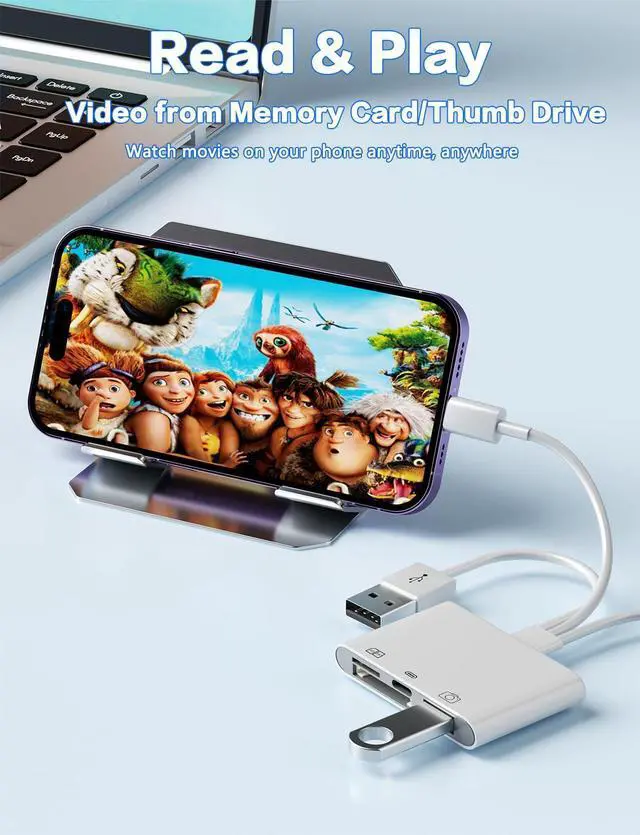Alt view image 10 of 14 - SD Card Reader for iPhone Pad-OTG Adapter & TF/SD Card Reader with USB-C(Data/Charge/Audio)+USB-A for Digital Camera Photo Transfer,Lightning/USB/Type-C 3 Cords to Transfer Photos from Camera to Phone