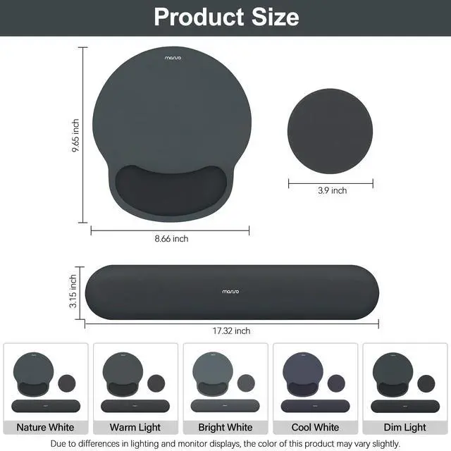 Alt view image 14 of 14 - Wrist Rest Support for Mouse Pad&Keyboard Set, Circle Curved Ergonomic Mousepad&Coaster Non-Slip Base Home/Office Pain Relief&Easy Typing Pad with Soft Cloth&Silicone Lining, Slate Gray