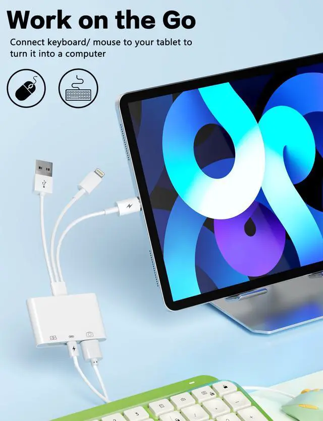 Alt view image 13 of 14 - SD Card Reader for iPhone Pad-OTG Adapter & TF/SD Card Reader with USB-C(Data/Charge/Audio)+USB-A for Digital Camera Photo Transfer,Lightning/USB/Type-C 3 Cords to Transfer Photos from Camera to Phone