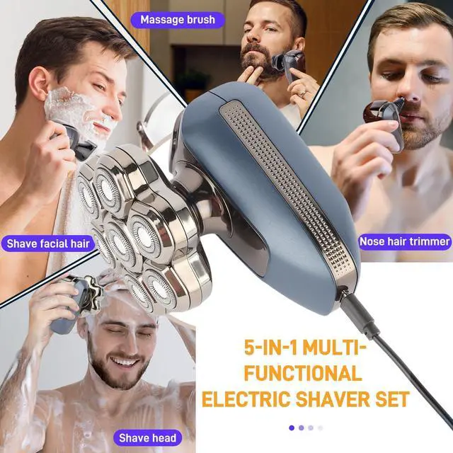 Alt view image 13 of 14 - Head Shaver for Bald Men, 7D Electric Rotary Bald Head Shaver for Men, 5-in-1 Grooming Kit, USB Rechargeable Wet/Dry Shavers for Men, IPX6 Waterproof Head Shaver with LED Display
