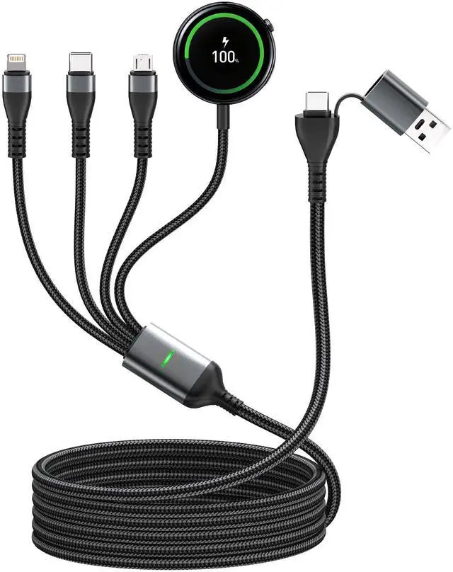 Alt view image 8 of 14 - 100W 4 in 1 Multi Chargers Cable for Samsung Galaxy Watch 8/7 6/5/4/3, Galaxy w-atch Classic 8/7/6/5/4, 10FT Magnetic Samsung Watch and Phone Charger with Data Transfer for iPhone 15/14/13/ Galaxy S25