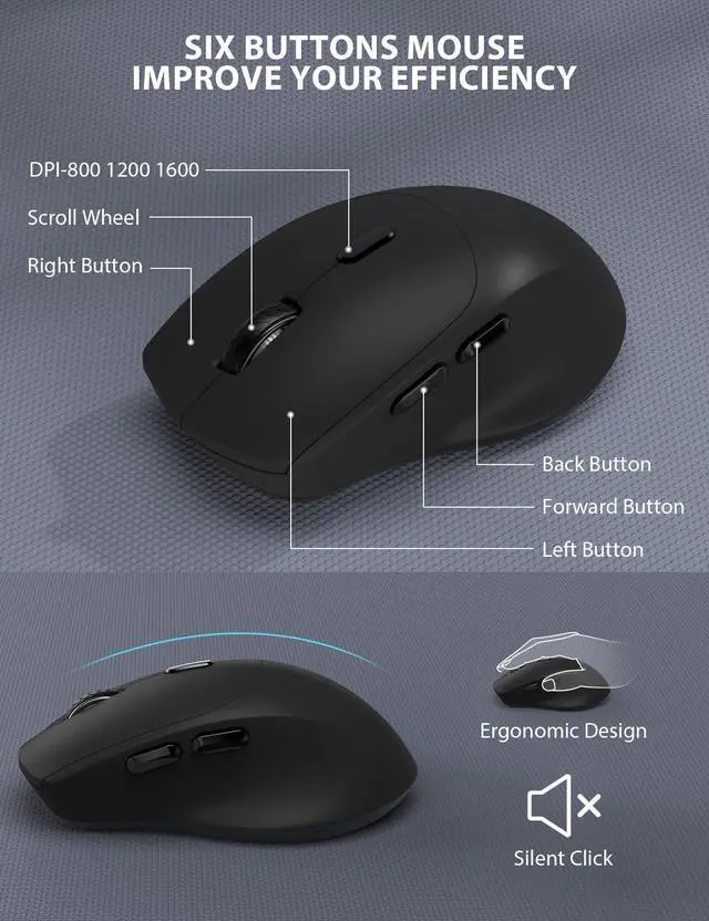 Alt view image 13 of 14 - Wireless Keyboard and Mouse Combo - Full-Sized Ergonomic Keyboard with Wrist Rest, Phone Holder, Sleep Mode, Silent 2.4GHz Cordless Keyboard Mouse Combo for Computer, Laptop, PC, Mac, Windows -Trueque