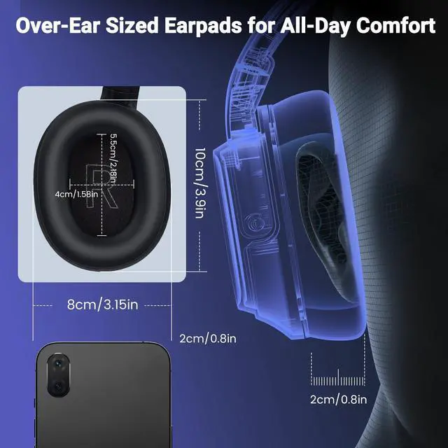 Alt view image 10 of 14 - Headset with Microphone for PC, USB Computer Headsets AI-Powered Environmental Noise Cancelling Headphone with Busylight, Mic Mute Boom & Volume Control, Wired Over-Ear Headset for Laptop/Work/Office