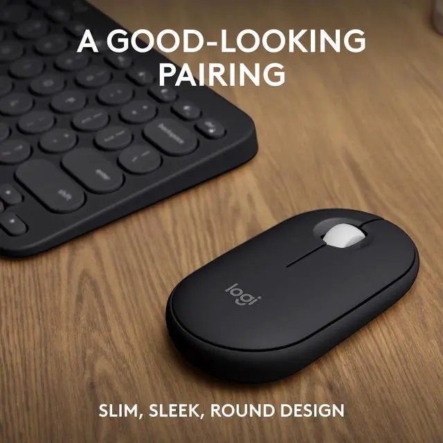 Alt view image 9 of 14 - Pebble 2 Combo, Wireless Keyboard and Mouse, Quiet and Portable, Customizable, Logi Bolt, Bluetooth, Easy-Switch for Windows, macOS, iPadOS, Chrome - Black